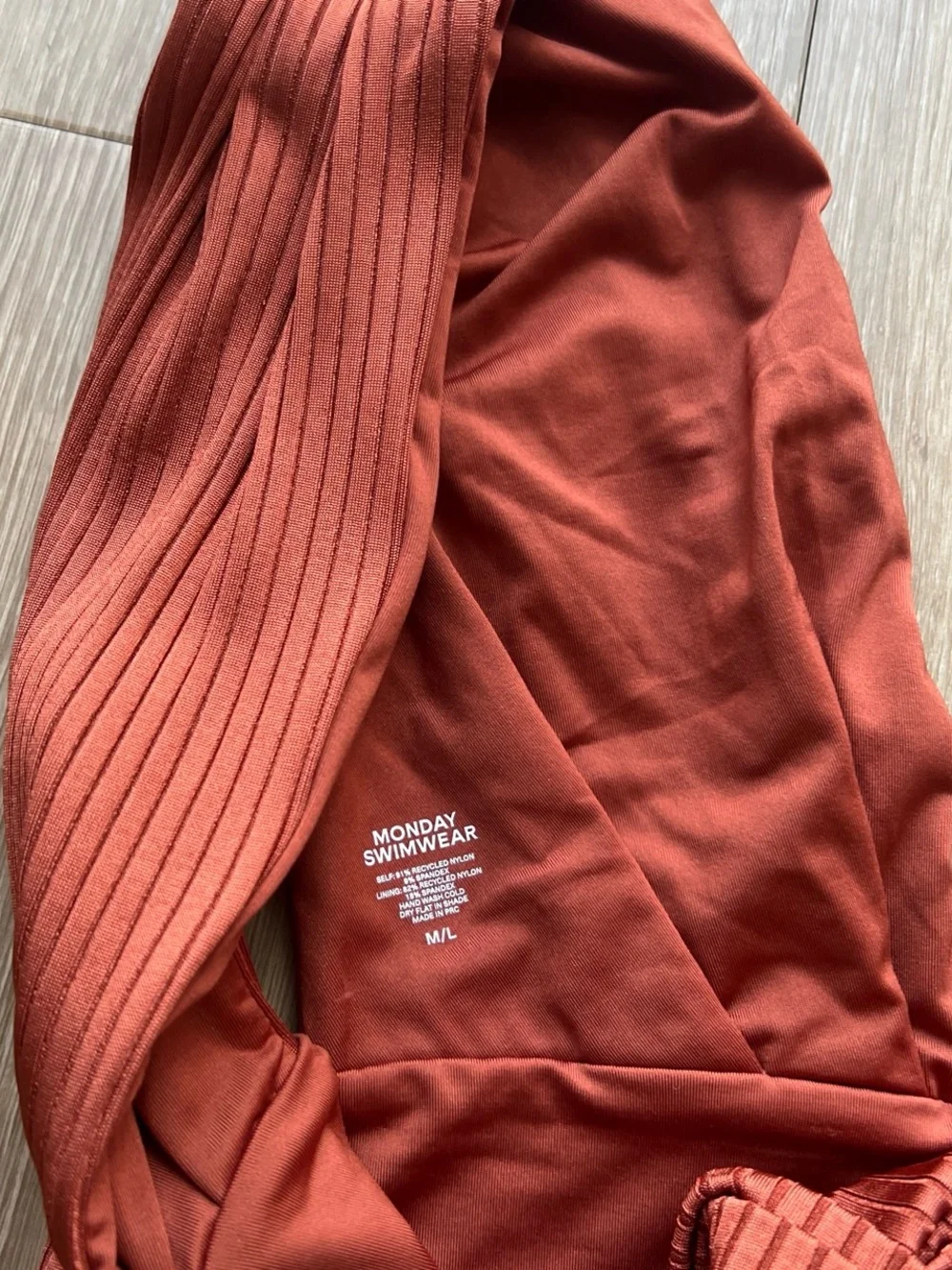 Monday Swimwear Ribbed Burnt Orange copper  Two-Piece Bikini Size M/L